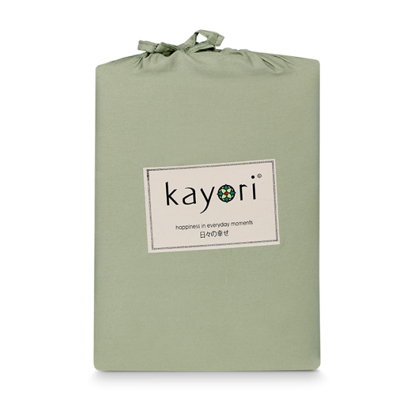 Kayori Edo Dra på lakan för madrass 40 cm, bomull satin - Olivgrön