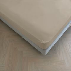 Kayori dra-p&aring;-lakan f&ouml;r b&auml;ddmadrass Puro i bomullspercale &ndash; Sand