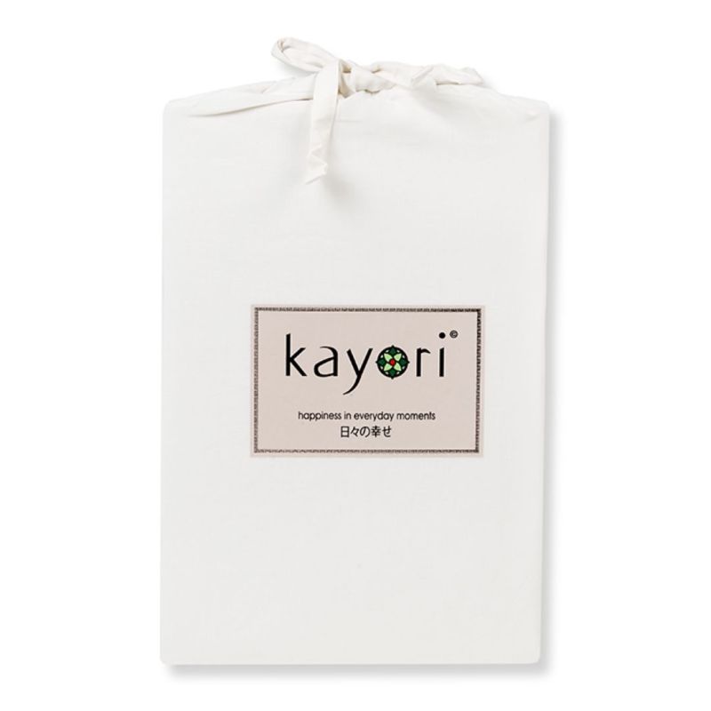 Kayori Kai Dra på lakan för Splitbäddmadrass Bomull - Offwhite