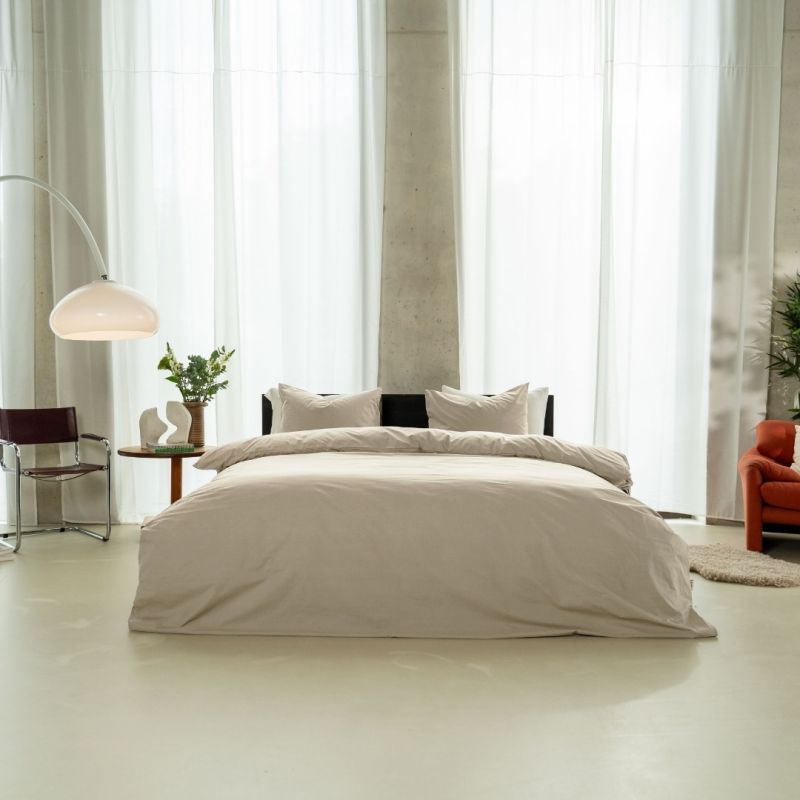 Kayori dekbedovertrek Puro katoenperkal - Zand