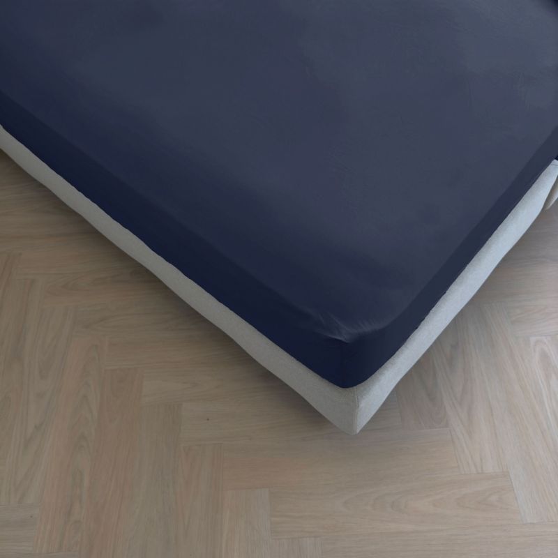 Kayori dra-på-lakan för bäddmadrass Puro i bomullspercale – Navy